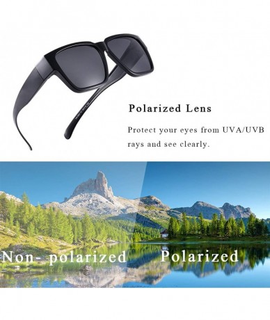 Rectangular Oversized Sunglasses Over Prescription Glasses Fit Over Sunglasses Polarized with Square Frame for Men and Women ...