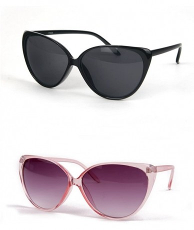Cat Eye Women Retro Cat Eye Oversized Sunglasses P3028 - 2 Pcs Blacksmoke & Clearpink-gradientsmoke - CL11WYR2NSL $26.36