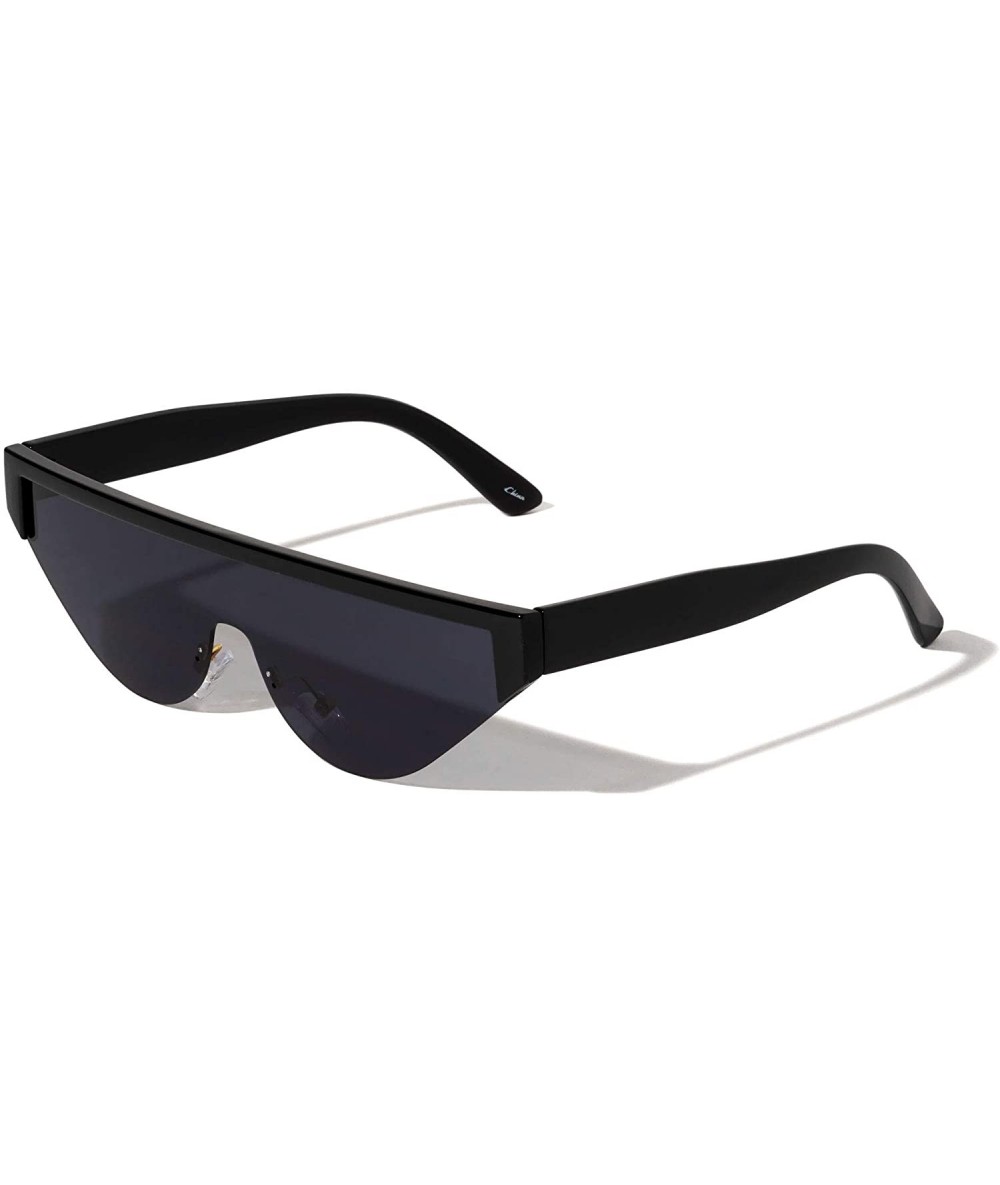 Shield Baltimore Flat Top One Piece Shield Sunglasses - Black - CQ1972H8H59 $13.18