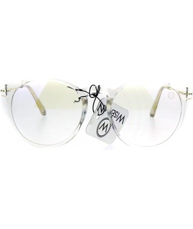 Round Round Circle Lens Keyhole Horned Thin Plastic Eye Glasses - Clear - CG185UW984E $15.24