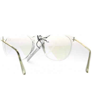 Round Round Circle Lens Keyhole Horned Thin Plastic Eye Glasses - Clear - CG185UW984E $15.24