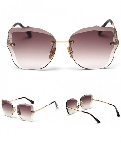 Square Trimmed Sunglasses Glasses Vintage Gradient - Brown - CH194HG78M5 $13.32