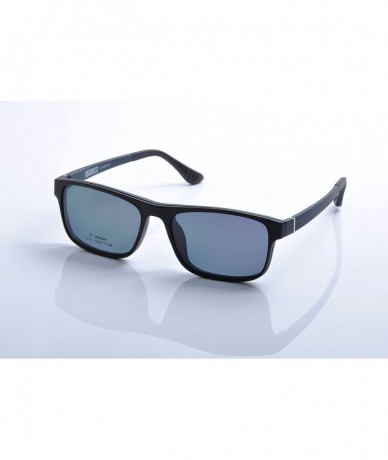 Rectangular Men Optical Eyeglasses Frames With Magnetic Polarized Sunglasses Clips - C007 - CL12IIXM13B $11.58