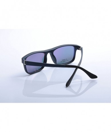 Rectangular Men Optical Eyeglasses Frames With Magnetic Polarized Sunglasses Clips - C007 - CL12IIXM13B $11.58