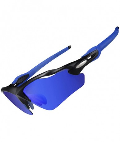 Sport Polarized Sunglasses Interchangeable Cycling Baseball - Blue - CO184K00EUN $41.98