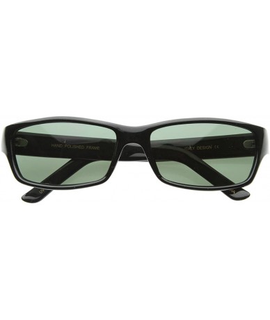 Square Basic Modern Casual Lifestyle Rectangle Sunglasses Green Lens (Black) - CG116Q21B0V $19.48
