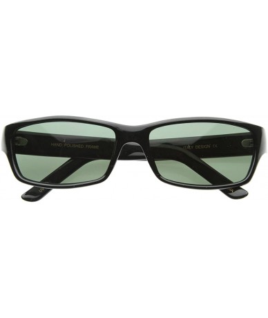 Square Basic Modern Casual Lifestyle Rectangle Sunglasses Green Lens (Black) - CG116Q21B0V $9.61