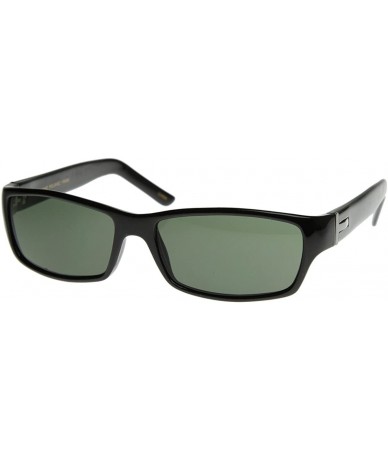Square Basic Modern Casual Lifestyle Rectangle Sunglasses Green Lens (Black) - CG116Q21B0V $9.61