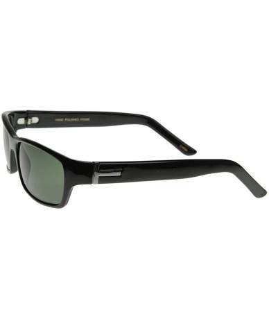 Square Basic Modern Casual Lifestyle Rectangle Sunglasses Green Lens (Black) - CG116Q21B0V $9.61