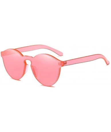 Round One Piece Aviator Rimless Sunglasses Transparent Candy Color Eyewear - Watermelon Red - CF184RH0R74 $11.65