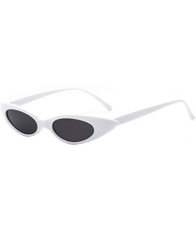 Oval Cat Eyes Sunglasses for Women - Vintage Oval Round Cat eye Sunglasses Goggle - White/Grey - C718ET5X8QZ $12.04