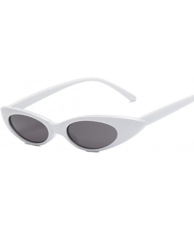 Oval Cat Eyes Sunglasses for Women - Vintage Oval Round Cat eye Sunglasses Goggle - White/Grey - C718ET5X8QZ $12.04