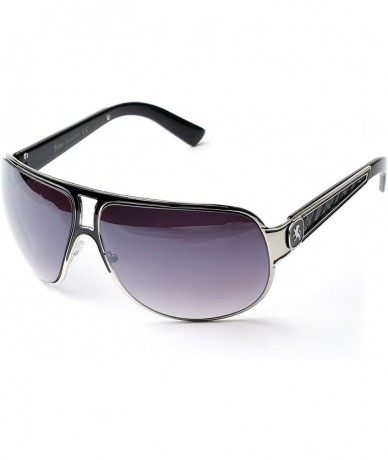 Shield Men's Classic Shield Aviator Style Sunglasses (Black) - CX11YEIDNSH $14.20