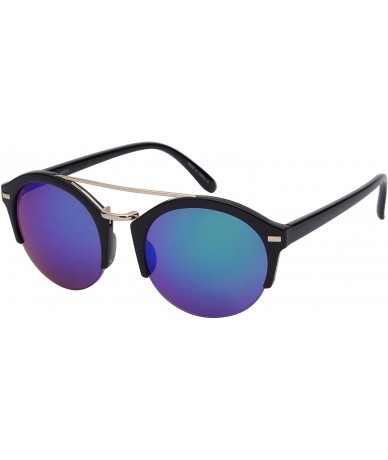 Semi-rimless Half Frame P3 Sunglasses with Color Mirrored Lens 541010-REV - Black/Green Revo - CO12DG7IGN3 $28.20