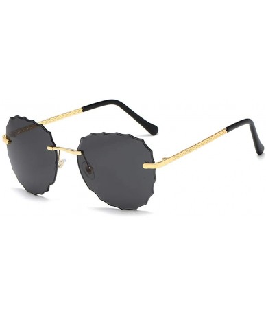 Goggle Women Rimless Oversized Studded Sunglasses Gradient Lens Rivet Fashion WS027 - Gold Frame 1 - CG196EL87OL $19.33