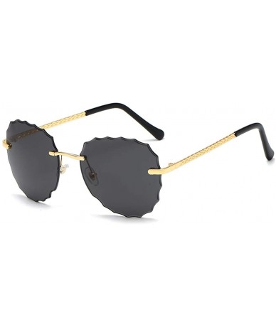 Goggle Women Rimless Oversized Studded Sunglasses Gradient Lens Rivet Fashion WS027 - Gold Frame 1 - CG196EL87OL $7.73