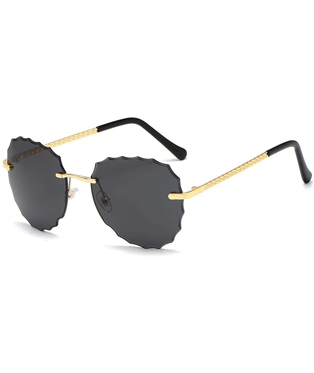 Goggle Women Rimless Oversized Studded Sunglasses Gradient Lens Rivet Fashion WS027 - Gold Frame 1 - CG196EL87OL $7.73