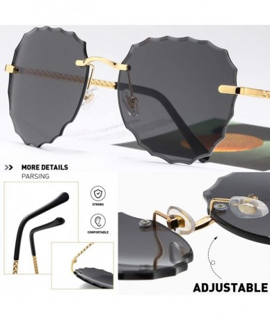 Goggle Women Rimless Oversized Studded Sunglasses Gradient Lens Rivet Fashion WS027 - Gold Frame 1 - CG196EL87OL $7.73
