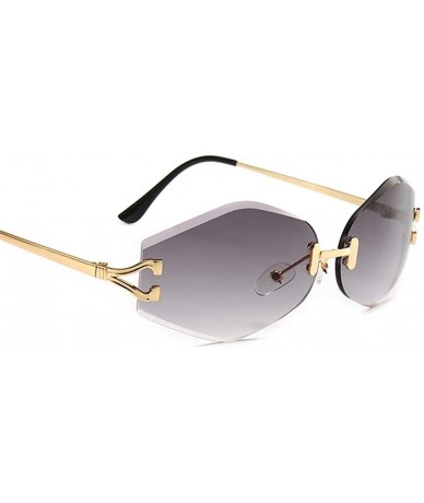 Rimless Vintage Rimless Sunglasses Men Rhombus Oval Sun Glasses for Women Accessories - Gold With Black - CK18HG8N0H5 $9.97