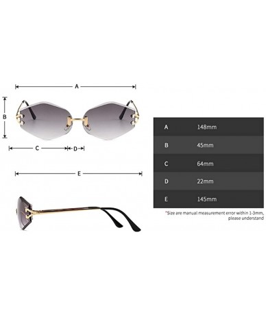 Rimless Vintage Rimless Sunglasses Men Rhombus Oval Sun Glasses for Women Accessories - Gold With Black - CK18HG8N0H5 $9.97