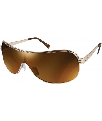 Shield Men's R1452 Shield Sunglasses - Gold/Brown - CR180SQ4UQW $78.60