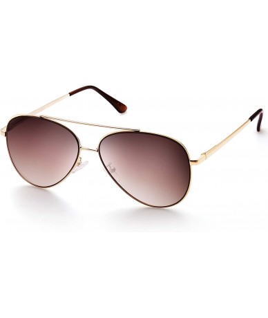 Aviator Sunglasses Designer Protection Polarized - Gold Frame Brown Gradient Lens - CC17YS5WXLO $20.91