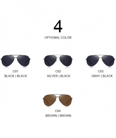 Aviator DESIGN Men Classic Pilot Sunglasses HD Polarized Sun Glasses For C01 Black - C01 Black - CT18XE07ETZ $15.69