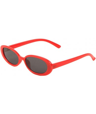 Oval Wide Oval Retro Thick Side Sunglasses - Red - C7197R3K99E $16.01