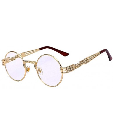 Round Retro Steampunk Style Round Vintage Sunglasses Colored Metal Frame Men Women - C 8-gold-clear - C418HG6D0KU $13.22