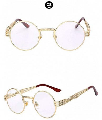 Round Retro Steampunk Style Round Vintage Sunglasses Colored Metal Frame Men Women - C 8-gold-clear - C418HG6D0KU $13.22