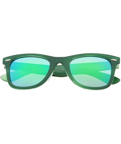 Rectangular Classic 80's Vintage Polarized Sunglasses - Green/Green Mirror - CB12J230VEH $15.06