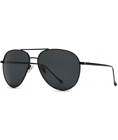 Oversized Women's Lightweight Oversized Aviator Sunglasses - Mirrored Polarized Lens - Black Frame/ Gray Lens(non-mirrored) -...