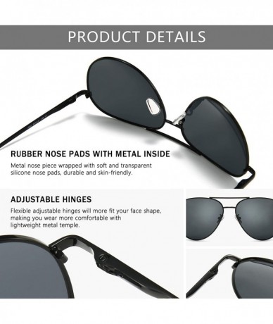Oversized Women's Lightweight Oversized Aviator Sunglasses - Mirrored Polarized Lens - Black Frame/ Gray Lens(non-mirrored) -...
