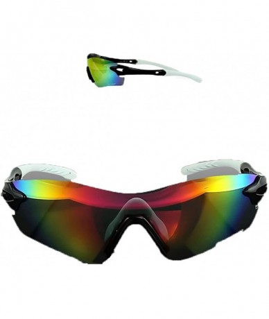 Sport Polarized Sunglasses Interchangeable Cycling Baseball - Black and White - C3184KG7G33 $36.04
