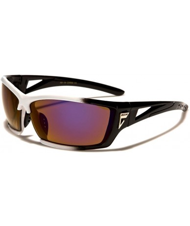 Sport Mirrored Lens Wrap Sport Motorcycle Riding Driving Sunglasses - Black / White - C618WZQSYZ8 $10.34