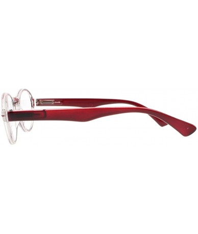 Oval Stylish Oval Round Frame Silver Rivets Reading Glasses Comfort Fit Men and Women - Red - C6187N9YW6N $10.65