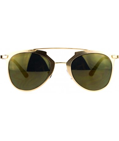 Wayfarer Mirrored Retro Vintage Style Half Rim Pilot Unique Sunglasses - All Gold - CL1203SDIG3 $19.96