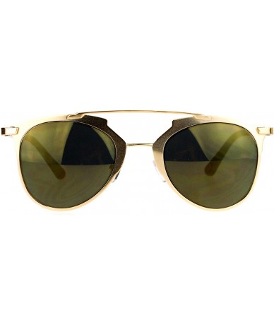 Wayfarer Mirrored Retro Vintage Style Half Rim Pilot Unique Sunglasses - All Gold - CL1203SDIG3 $8.59