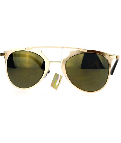 Wayfarer Mirrored Retro Vintage Style Half Rim Pilot Unique Sunglasses - All Gold - CL1203SDIG3 $8.59