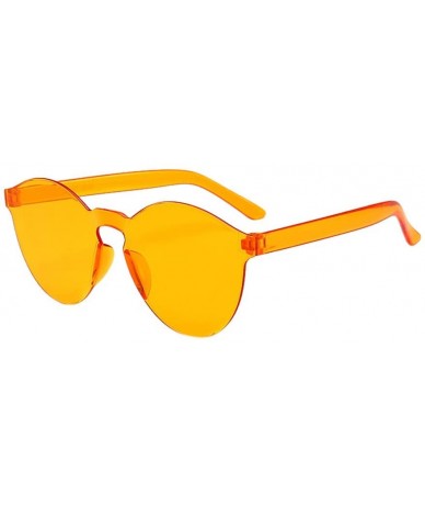 Rectangular Women Men Fashion Clear Resin Retro Funk Sunglasses Outdoor Frameless Eyewear Glasses (Orange A) - Orange a - CD1...