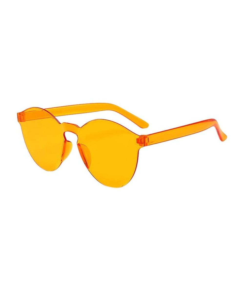 Rectangular Women Men Fashion Clear Resin Retro Funk Sunglasses Outdoor Frameless Eyewear Glasses (Orange A) - Orange a - CD1...