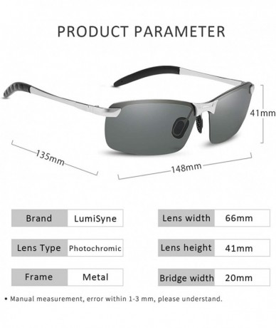 Sport Man Driving Polarized Sunglasses-Photochromatic Sports Eyewear-Ultra Light Alloy Frame-UV 400 Outdoor Gift Box - CW18TI...