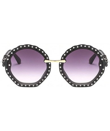 Oversized Hot Oversized Rhinestone Round Sunglasses Sexy Women Luxury Crystal Sun Glasses Gradient lens UV400 - Black - C218N...
