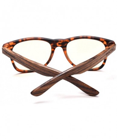 Square Bamboo Sunglasses with Polarized lenses-Handmade Wood Shades for Men&Women - Tortoise Shell - CM18LXSG7LA $12.03