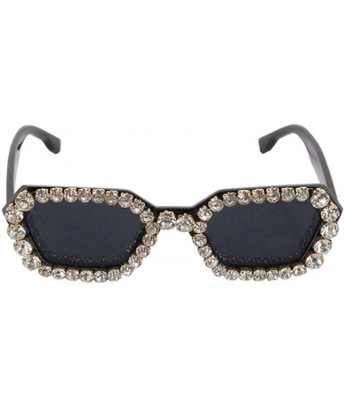 Square Sparkling Crystal Sunglasses UV Protection Rhinestone Sunglasses - Black - C718AHO22K7 $18.65