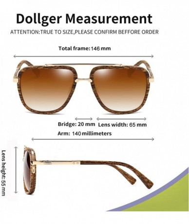 Square Oversized Square Sunglasses for Men Women Pilot Shades Gold Frame Retro Brand Designer - C718NLSNM9Y $14.64