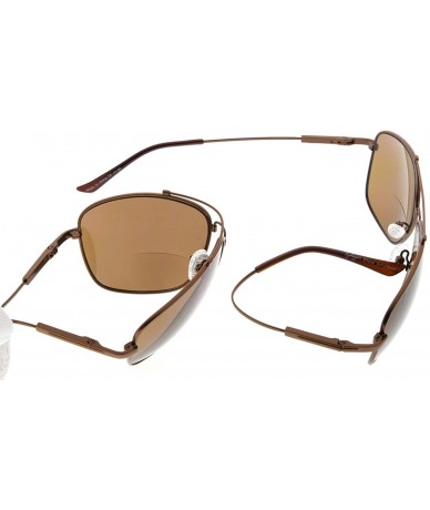 Rectangular Memory Bifocal Sunglasses Bendable Titanium Reading Sunglasses - Brown Frame Brown Lens - C218030LGYY $29.13