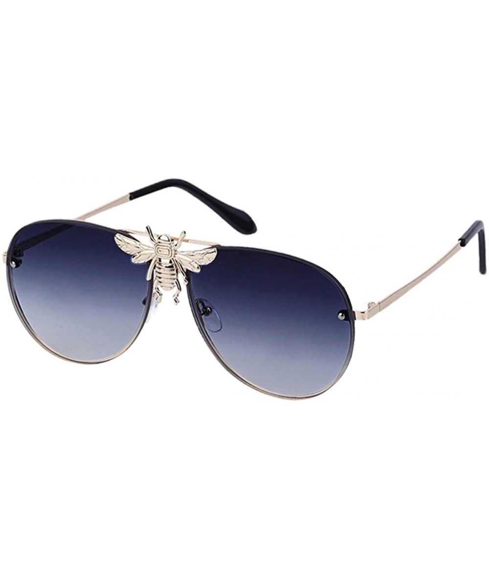 Aviator Bee Pilot Sunglasses Oversize Metal Frame Vintage Retro Men Women Shades - Gold Frame Gray Lens - C718ZXIKMOM $14.17