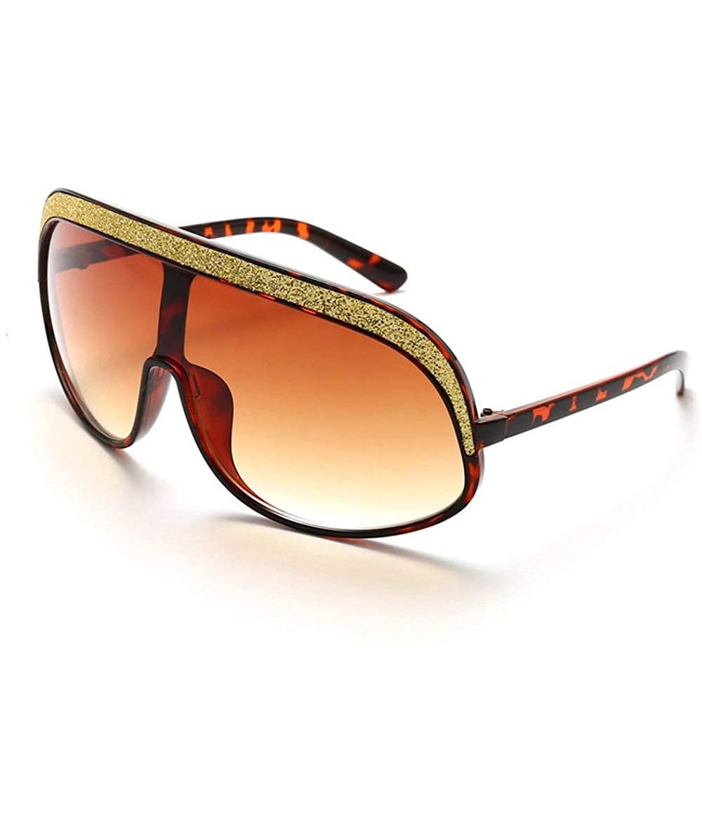 Oversized Oversized Sunglasses Fashion Crystal Glasses - Leopard - CP193NYE7D7 $27.39