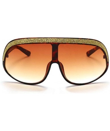 Oversized Oversized Sunglasses Fashion Crystal Glasses - Leopard - CP193NYE7D7 $27.39